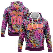 Load image into Gallery viewer, Custom Stitched Graffiti Pattern Pink-Gold 3D Colorful Leopard Print Sports Pullover Sweatshirt Hoodie