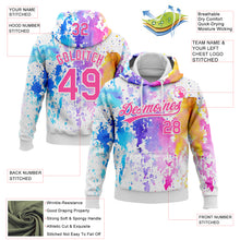 Laden Sie das Bild in den Galerie-Viewer, Custom Stitched White Pink 3D Pattern Design Watercolor Grunge Art Sports Pullover Sweatshirt Hoodie