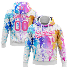 Laden Sie das Bild in den Galerie-Viewer, Custom Stitched White Pink 3D Pattern Design Watercolor Grunge Art Sports Pullover Sweatshirt Hoodie