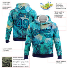 Laden Sie das Bild in den Galerie-Viewer, Custom Stitched Tie Dye Teal-Navy 3D Sports Pullover Sweatshirt Hoodie