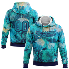Laden Sie das Bild in den Galerie-Viewer, Custom Stitched Tie Dye Teal-Navy 3D Sports Pullover Sweatshirt Hoodie