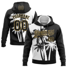 Загрузить изображение в средство просмотра галереи, Custom Stitched Black White-Old Gold 3D Hawaii Coconut Trees Sports Pullover Sweatshirt Hoodie