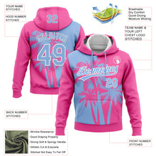 Загрузить изображение в средство просмотра галереи, Custom Stitched Pink Light Blue-White 3D Hawaii Coconut Trees Sports Pullover Sweatshirt Hoodie