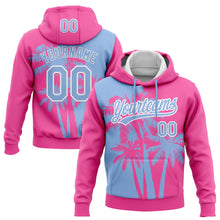 Загрузить изображение в средство просмотра галереи, Custom Stitched Pink Light Blue-White 3D Hawaii Coconut Trees Sports Pullover Sweatshirt Hoodie