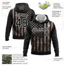 Load image into Gallery viewer, Custom Stitched Black Camo-White 3D American Flag Sports Pullover Sweatshirt Hoodie