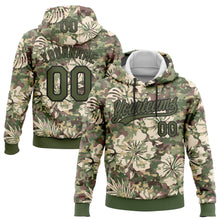 Load image into Gallery viewer, Custom Stitched Camo Olive-Black 3D Hawaii Palm Plant Sports Pullover Sweatshirt Salute To Service Hoodie