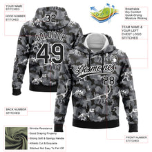 Laden Sie das Bild in den Galerie-Viewer, Custom Stitched Camo Black-White 3D Dinosaur Sports Pullover Sweatshirt Salute To Service Hoodie