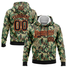 Laden Sie das Bild in den Galerie-Viewer, Custom Stitched Camo Black-Orange 3D Animal Tiger Sports Pullover Sweatshirt Salute To Service Hoodie