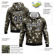 Laden Sie das Bild in den Galerie-Viewer, Custom Stitched Camo Black-White 3D Hand Painted Face Sports Pullover Sweatshirt Salute To Service Hoodie