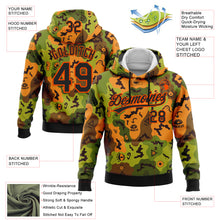 Laden Sie das Bild in den Galerie-Viewer, Custom Stitched Camo Black-Orange 3D Funny Faces Sports Pullover Sweatshirt Salute To Service Hoodie