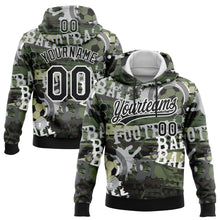 Load image into Gallery viewer, Custom Stitched Camo Black-White 3D Football Sports Pullover Sweatshirt Salute To Service Hoodie