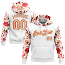 Load image into Gallery viewer, Custom White City Cream-Orange 3D Skull Heart Sports Pullover Sweatshirt Hoodie