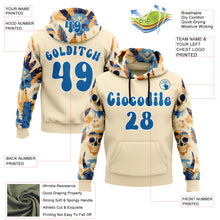 Load image into Gallery viewer, Custom City Cream Blue-White 3D Skull Chief Tribal Sports Pullover Sweatshirt Hoodie