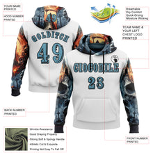 Load image into Gallery viewer, Custom White Shadow Blue-Black 3D Skull Cross Sports Pullover Sweatshirt Hoodie