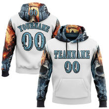 Load image into Gallery viewer, Custom White Shadow Blue-Black 3D Skull Cross Sports Pullover Sweatshirt Hoodie