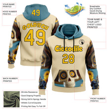 Загрузить изображение в средство просмотра галереи, Custom Cream Yellow-Black 3D Skull Sunflower Calavera Day Of The Dead Dia de los Muertos Sports Pullover Sweatshirt Hoodie