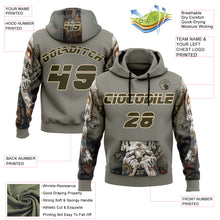Load image into Gallery viewer, Custom Gray Olive-City Cream 3D Skull Tattoo Sports Pullover Sweatshirt Hoodie
