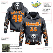 Load image into Gallery viewer, Custom Gray Bay Orange-White 3D Skull Halloween Pumpkin Sports Pullover Sweatshirt Hoodie