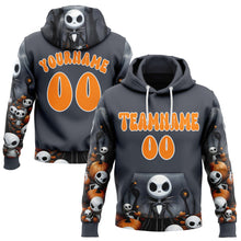 Load image into Gallery viewer, Custom Gray Bay Orange-White 3D Skull Halloween Pumpkin Sports Pullover Sweatshirt Hoodie