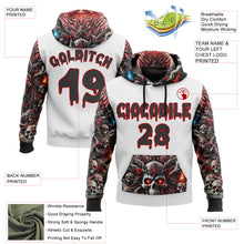 Load image into Gallery viewer, Custom White Black-Red 3D Skull Hell Sports Pullover Sweatshirt Hoodie