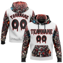 Load image into Gallery viewer, Custom White Black-Red 3D Skull Hell Sports Pullover Sweatshirt Hoodie