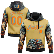 Load image into Gallery viewer, Custom Yellow Bay Orange-Shadow Blue 3D Skull Sports Pullover Sweatshirt Hoodie