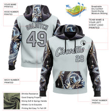 Load image into Gallery viewer, Custom Gray Silver-Black 3D Skull Sports Pullover Sweatshirt Hoodie