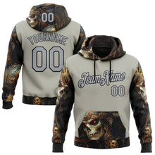 Load image into Gallery viewer, Custom Gray Black 3D Skull Sports Pullover Sweatshirt Hoodie
