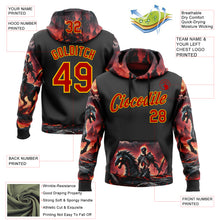 Load image into Gallery viewer, Custom Black Red-Yellow 3D Skull Flame Knight Sports Pullover Sweatshirt Hoodie