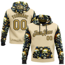 Load image into Gallery viewer, Custom City Cream Old Gold-Black 3D Skull Metal Sports Pullover Sweatshirt Hoodie