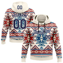 Загрузить изображение в средство просмотра галереи, Custom Stitched Cream Navy Red Blue-White 3D Mexico Aztec Pattern Sports Pullover Sweatshirt Hoodie