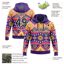 Загрузить изображение в средство просмотра галереи, Custom Stitched Purple Black Pink Yellow-White 3D Mexico Aztec Pattern Sports Pullover Sweatshirt Hoodie