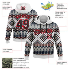 Загрузить изображение в средство просмотра галереи, Custom Stitched White Black Gray Blue-Fire Red 3D Mexico Aztec Pattern Sports Pullover Sweatshirt Hoodie