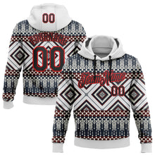 Загрузить изображение в средство просмотра галереи, Custom Stitched White Black Gray Blue-Fire Red 3D Mexico Aztec Pattern Sports Pullover Sweatshirt Hoodie
