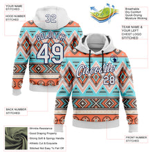 Загрузить изображение в средство просмотра галереи, Custom Stitched White Gray Orange Blue-Navy 3D Mexico Aztec Pattern Sports Pullover Sweatshirt Hoodie