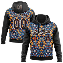 Загрузить изображение в средство просмотра галереи, Custom Stitched Black Brown Blue Orange-White 3D Mexico Aztec Pattern Sports Pullover Sweatshirt Hoodie