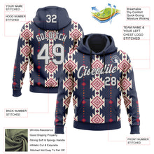 Загрузить изображение в средство просмотра галереи, Custom Stitched Navy White Cream Red-Steel Gray 3D Mexico Aztec Pattern Sports Pullover Sweatshirt Hoodie