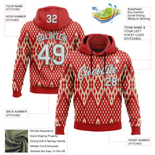 Загрузить изображение в средство просмотра галереи, Custom Stitched Red White Cream-Steel Gray 3D Mexico Aztec Pattern Sports Pullover Sweatshirt Hoodie