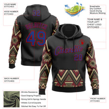 Загрузить изображение в средство просмотра галереи, Custom Stitched Black Royal Cream Gray-Red 3D Mexico Aztec Pattern Sports Pullover Sweatshirt Hoodie