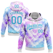 Laden Sie das Bild in den Galerie-Viewer, Custom Stitched Tie Dye Sky Blue-White 3D Sports Pullover Sweatshirt Hoodie