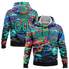 Загрузить изображение в средство просмотра галереи, Custom Stitched Black Aqua 3D Pattern Design Abstract Psychedelic Fluid Art Sports Pullover Sweatshirt Hoodie