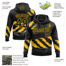Load image into Gallery viewer, Custom Stitched Black Yellow-Steel Gray 3D Pattern Design Splash Sports Pullover Sweatshirt Hoodie