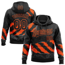 Load image into Gallery viewer, Custom Stitched Black Orange-Steel Gray 3D Pattern Design Splash Sports Pullover Sweatshirt Hoodie