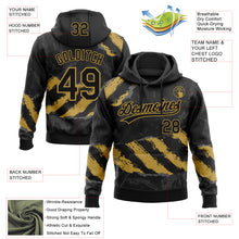 Laden Sie das Bild in den Galerie-Viewer, Custom Stitched Black Old Gold-Steel Gray 3D Pattern Design Splash Sports Pullover Sweatshirt Hoodie