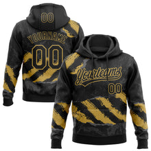 Laden Sie das Bild in den Galerie-Viewer, Custom Stitched Black Old Gold-Steel Gray 3D Pattern Design Splash Sports Pullover Sweatshirt Hoodie