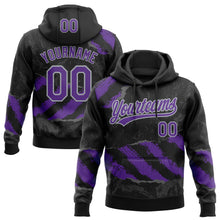 Laden Sie das Bild in den Galerie-Viewer, Custom Stitched Black Purple Gray-Steel Gray 3D Pattern Design Splash Sports Pullover Sweatshirt Hoodie