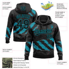 Laden Sie das Bild in den Galerie-Viewer, Custom Stitched Black Teal-Steel Gray 3D Pattern Design Splash Sports Pullover Sweatshirt Hoodie
