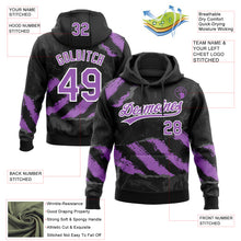 Загрузить изображение в средство просмотра галереи, Custom Stitched Black Medium Purple Steel Gray-White 3D Pattern Design Splash Sports Pullover Sweatshirt Hoodie