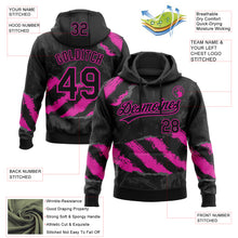 Laden Sie das Bild in den Galerie-Viewer, Custom Stitched Black Deep Pink-Steel Gray 3D Pattern Design Splash Sports Pullover Sweatshirt Hoodie