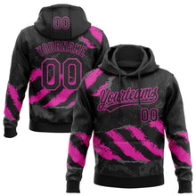 Laden Sie das Bild in den Galerie-Viewer, Custom Stitched Black Deep Pink-Steel Gray 3D Pattern Design Splash Sports Pullover Sweatshirt Hoodie
